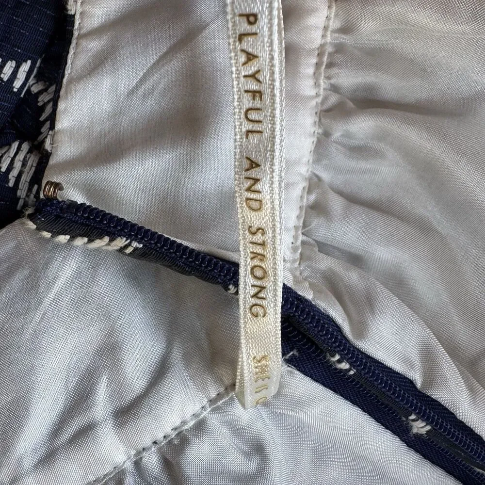 Kate Spade Bubble Skirt Sz 4 Navy Blue & White Lace Lined The Rules With Pockets - Picture 16 of 16